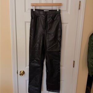 Abercrombie & Fitch Black leather Ultra High-Rise Straight Pants